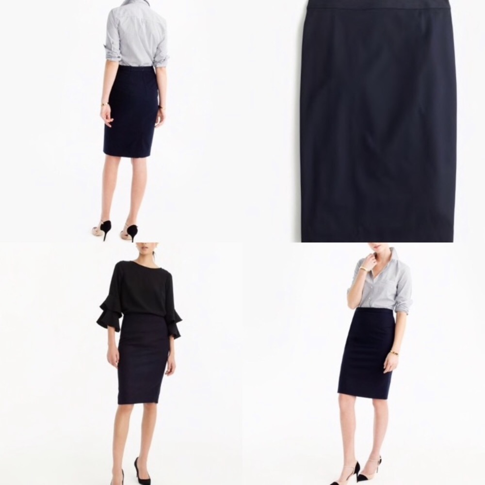 NWT J Crew‎ No 2 Cotton Pencil Skirt / Navy